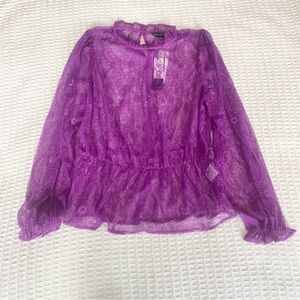 Banana Republic factory Purple Lace Women's long sleeve blouse size Small NWT